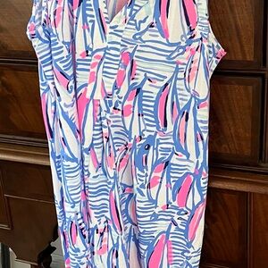 Lilly Pulitzer 100% Pima Cotton V- Neckline Amina Sail Boat Print Maxi Dress💥